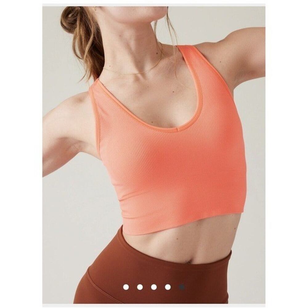 Athleta Aurora Seamless Crop Ribbed‎ Tank Bright Orange Size XS NWT